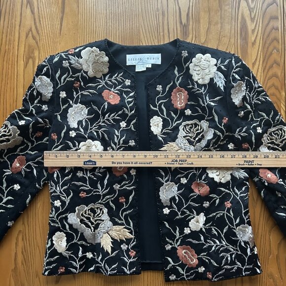 Lille Rubin jacket black with floral size 8 - Picture 4 of 10